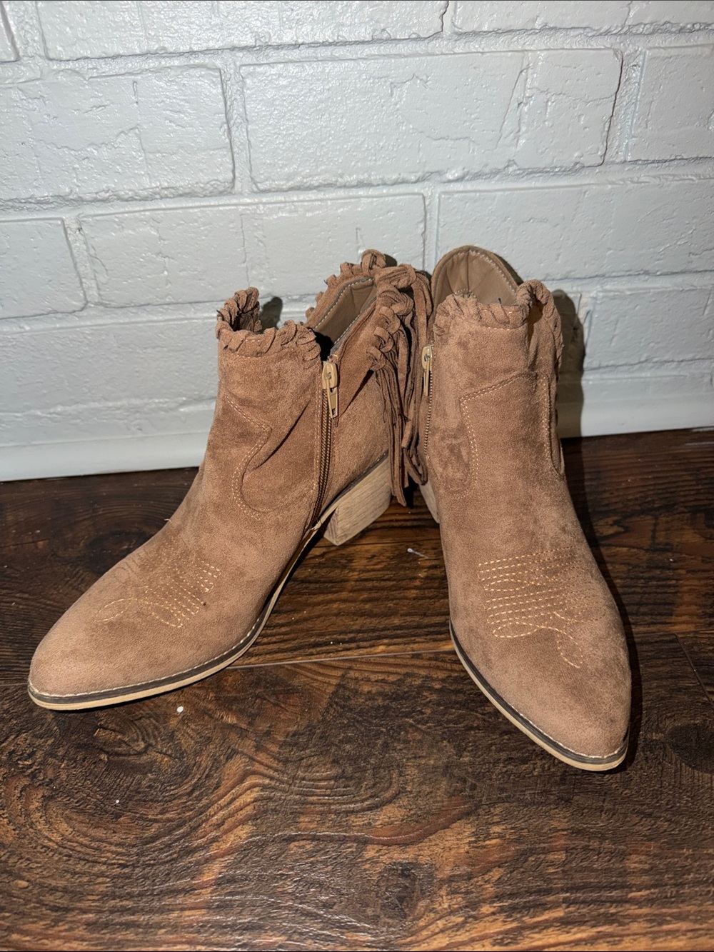 Natural Reflections Tan Suede Fringe Ankle Boots